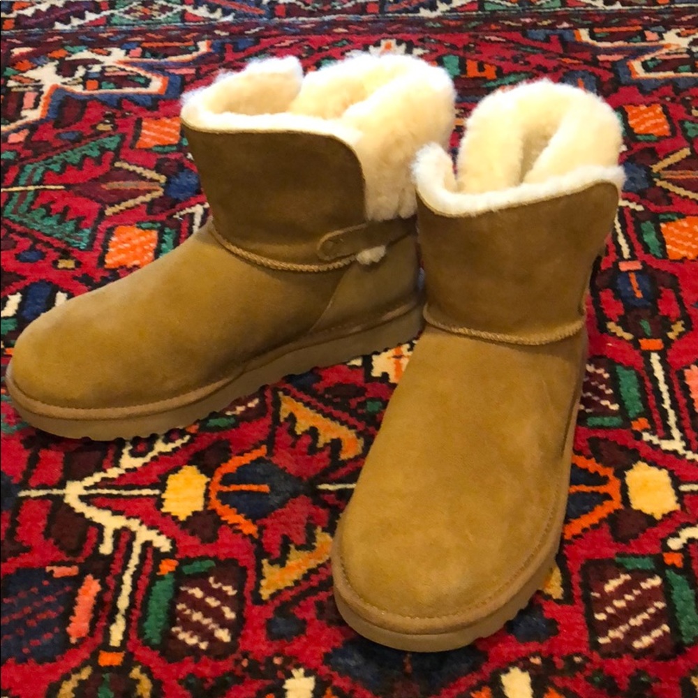 Ugg mini fluff boot with buckle